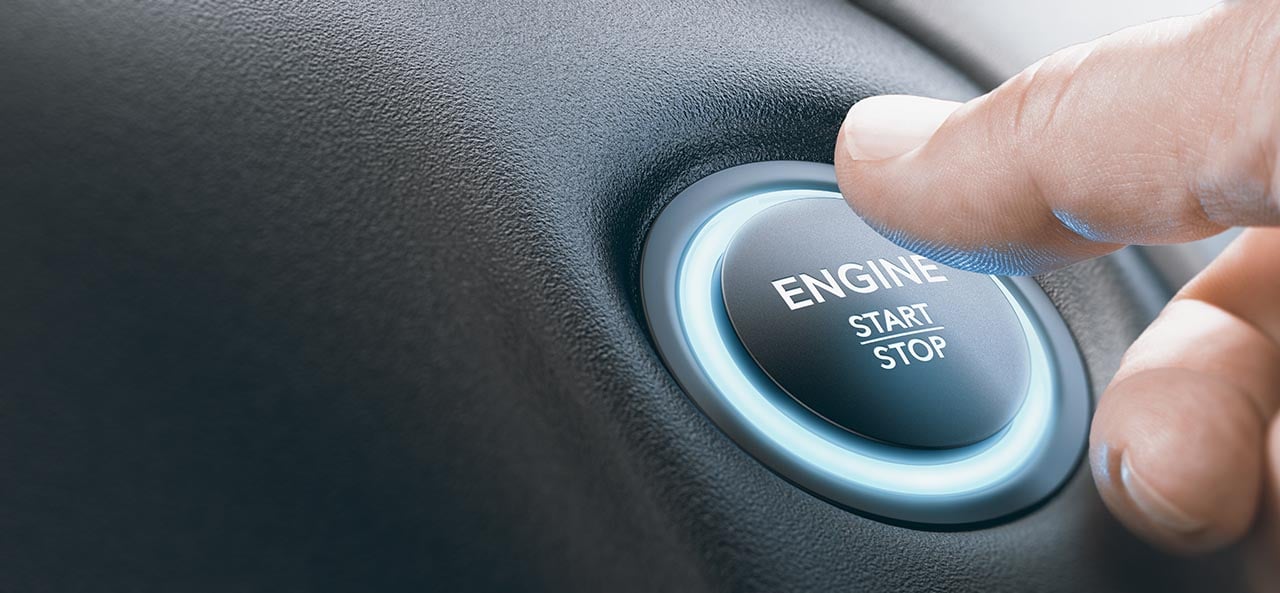 Man Pushing An Engine Start Button, Ignition Switch. saas startup idea product validation