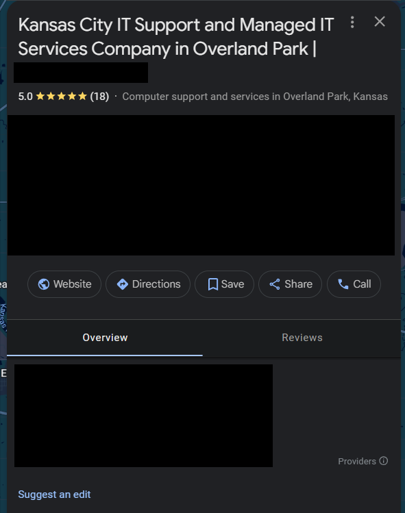 keyword stuffing google profile company name