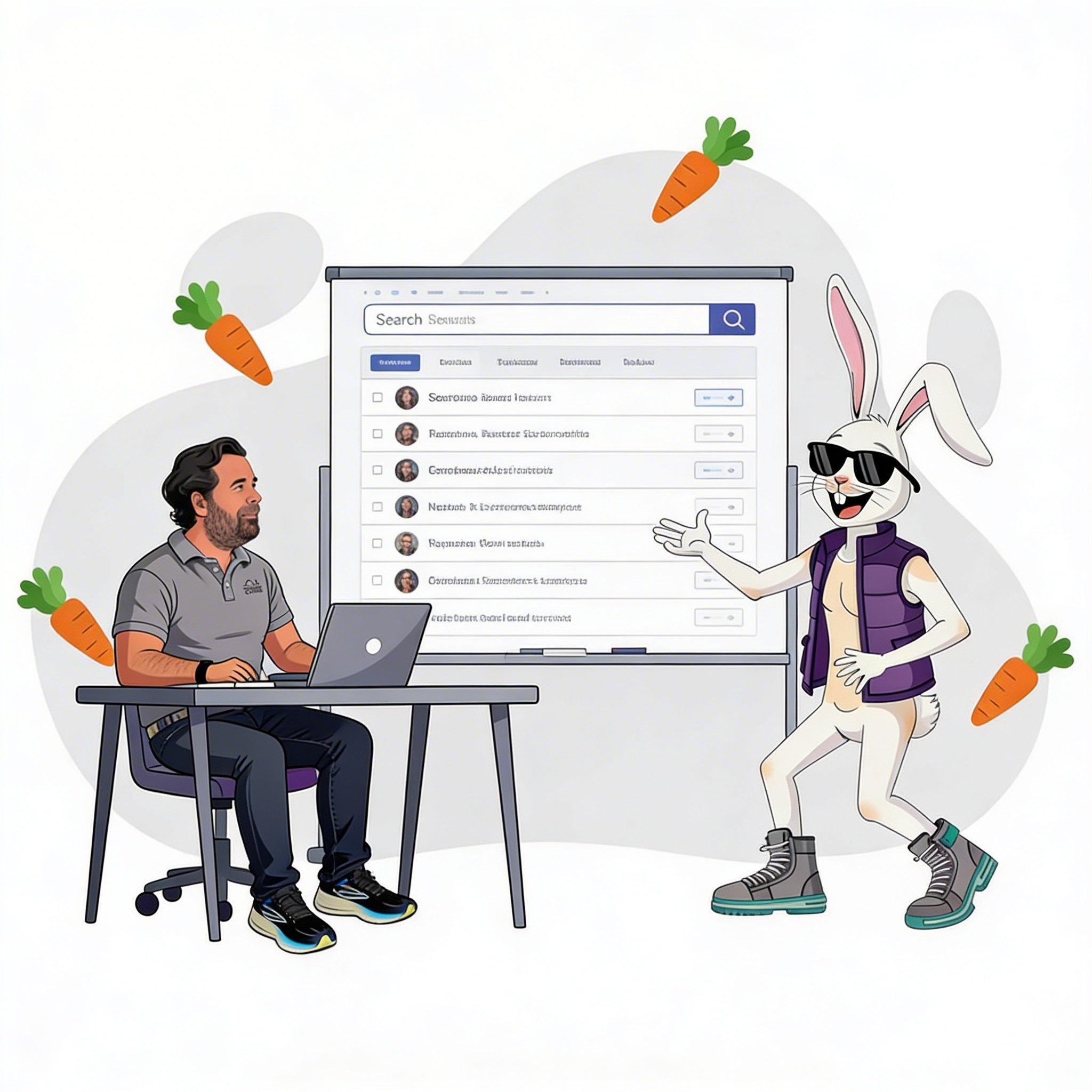 brand character explaining google ads to a client