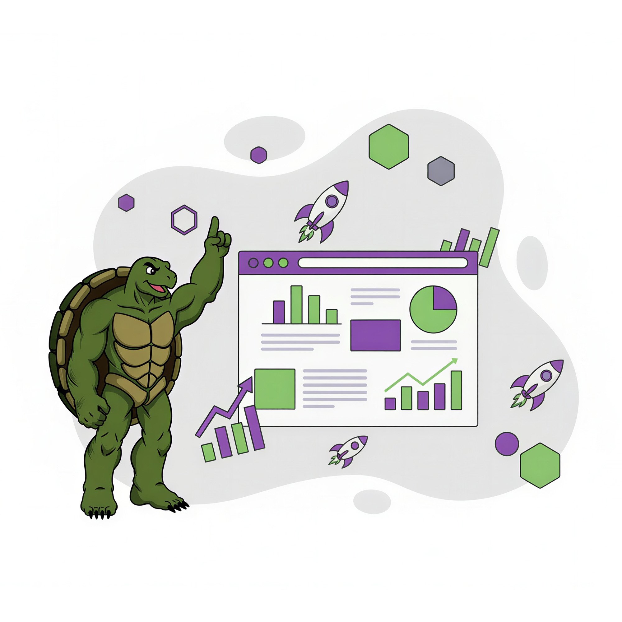 rockets and line graphs over a website graphic, illustrating how local seo can rapidly raise website traffic