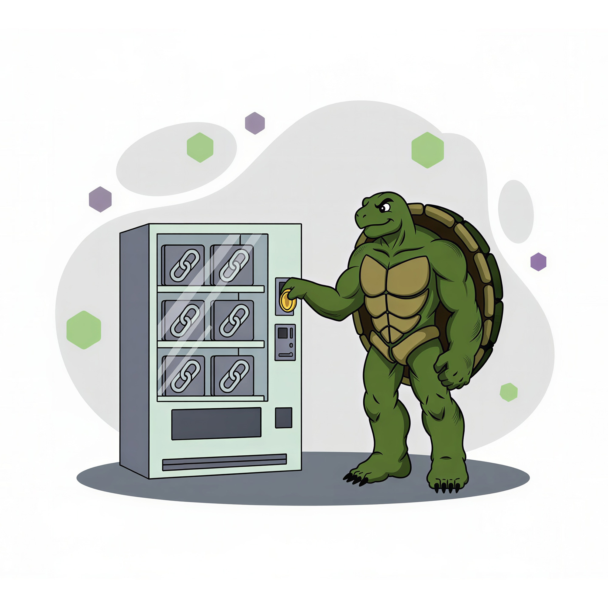 putting a coin into a vending machine full of seo back links