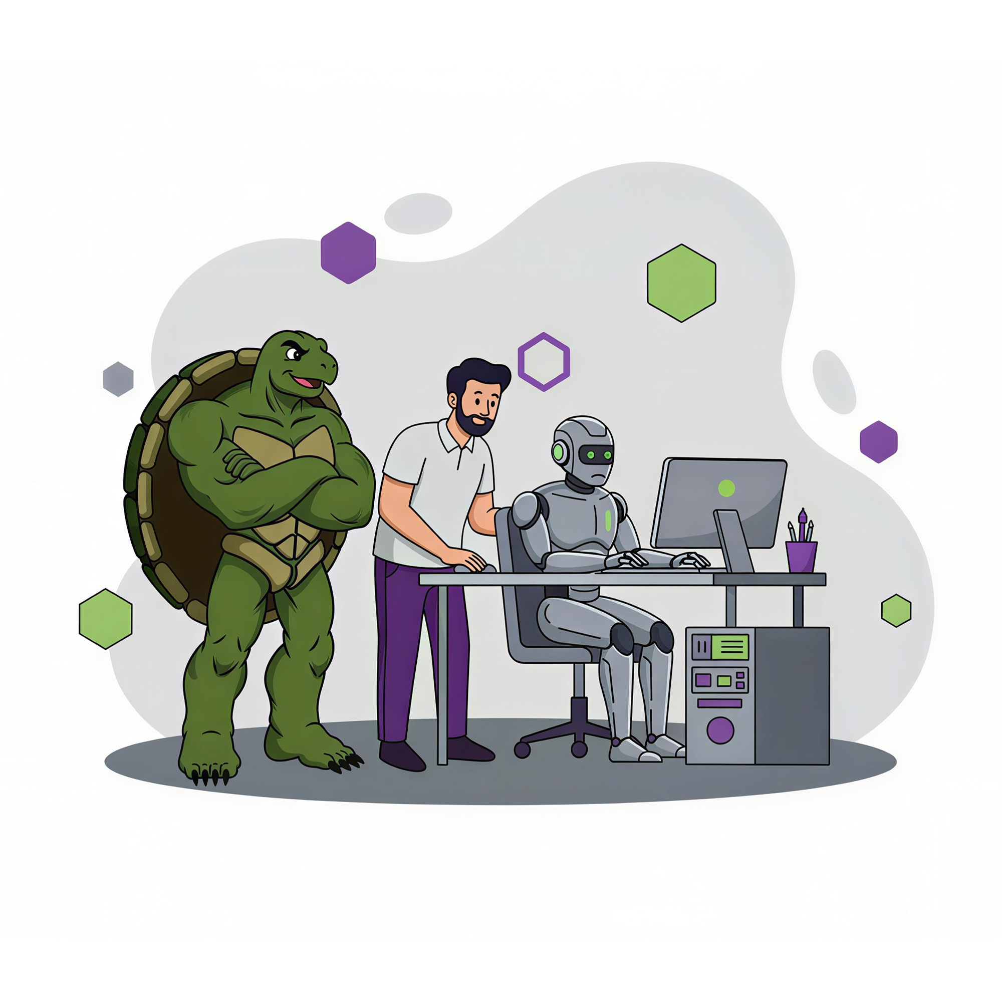 employees at a b2b technology firm collaborating on AI SEO efforts