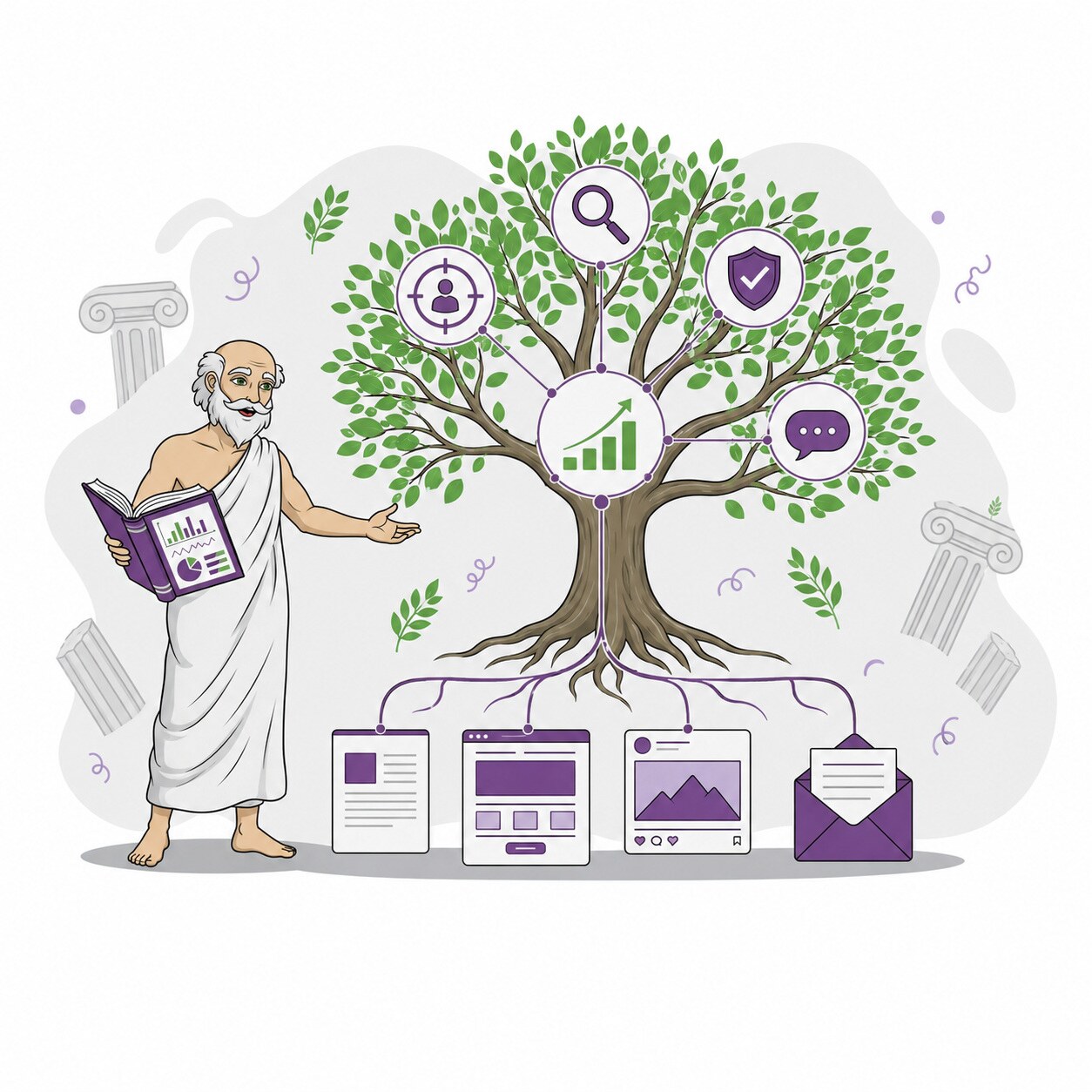 Connected content marketing program supporting organic growth and long-term buyer trust