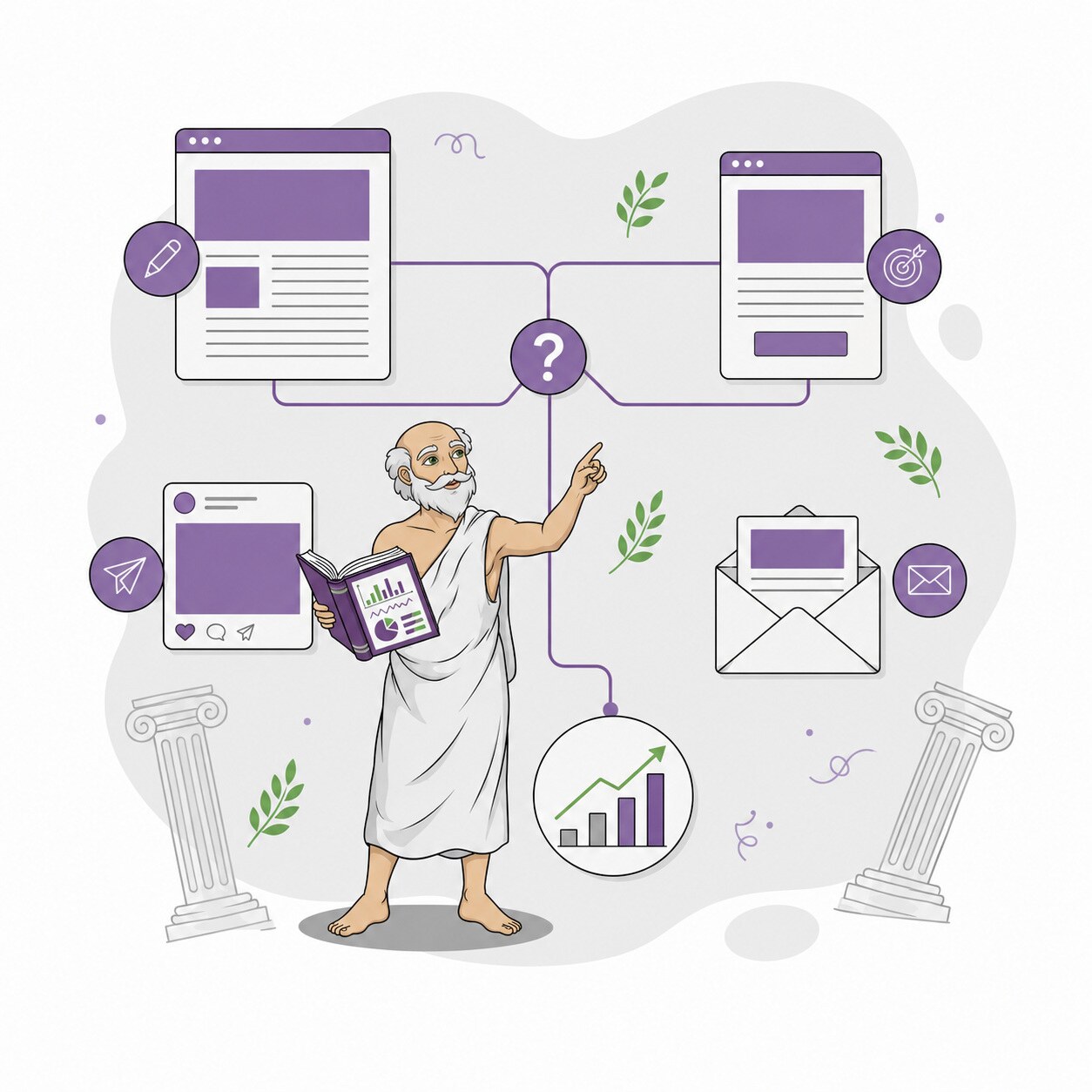 Content marketing services connecting blogs, landing pages, social media, email and performance tracking