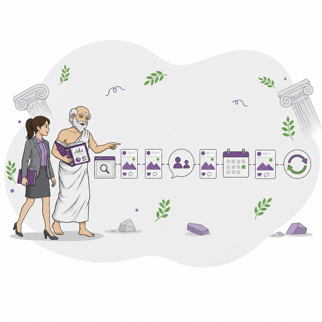 Social media marketing creating repeated buyer touchpoints throughout the sales and renewal cycle