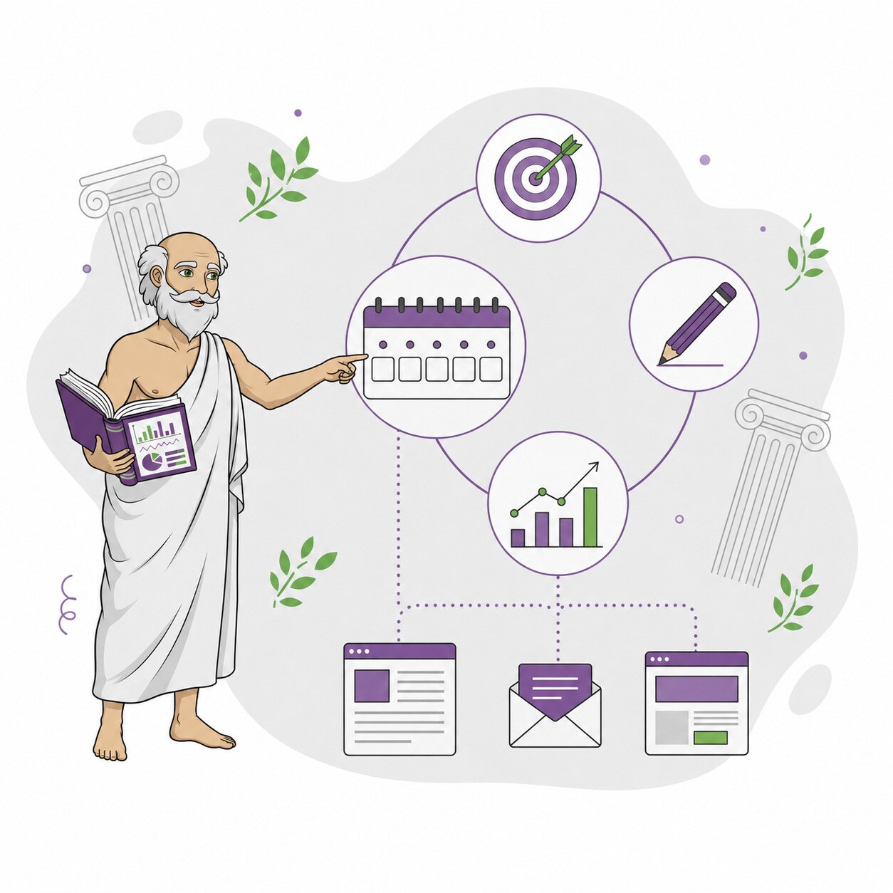 Social media marketing plan connecting weekly posts, channel goals and engagement reporting