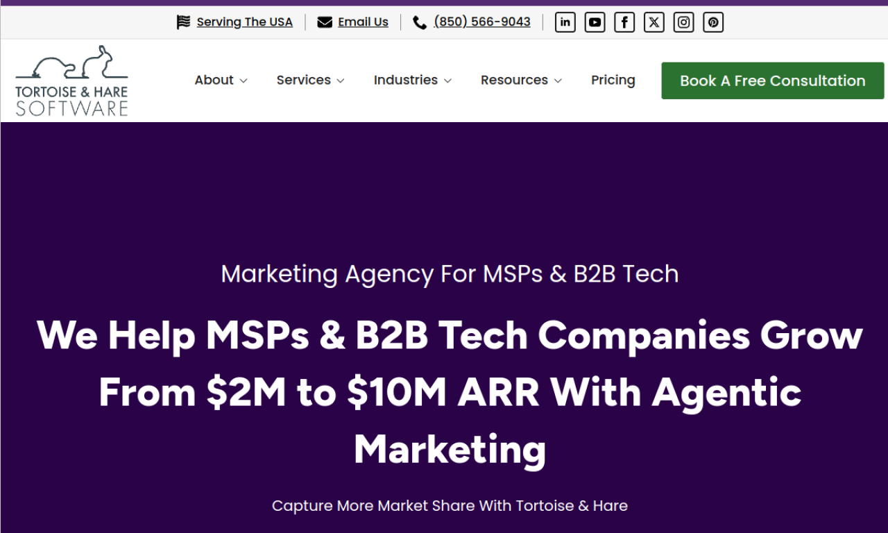 Tortoise and Hare Software MSP website design agency homepage