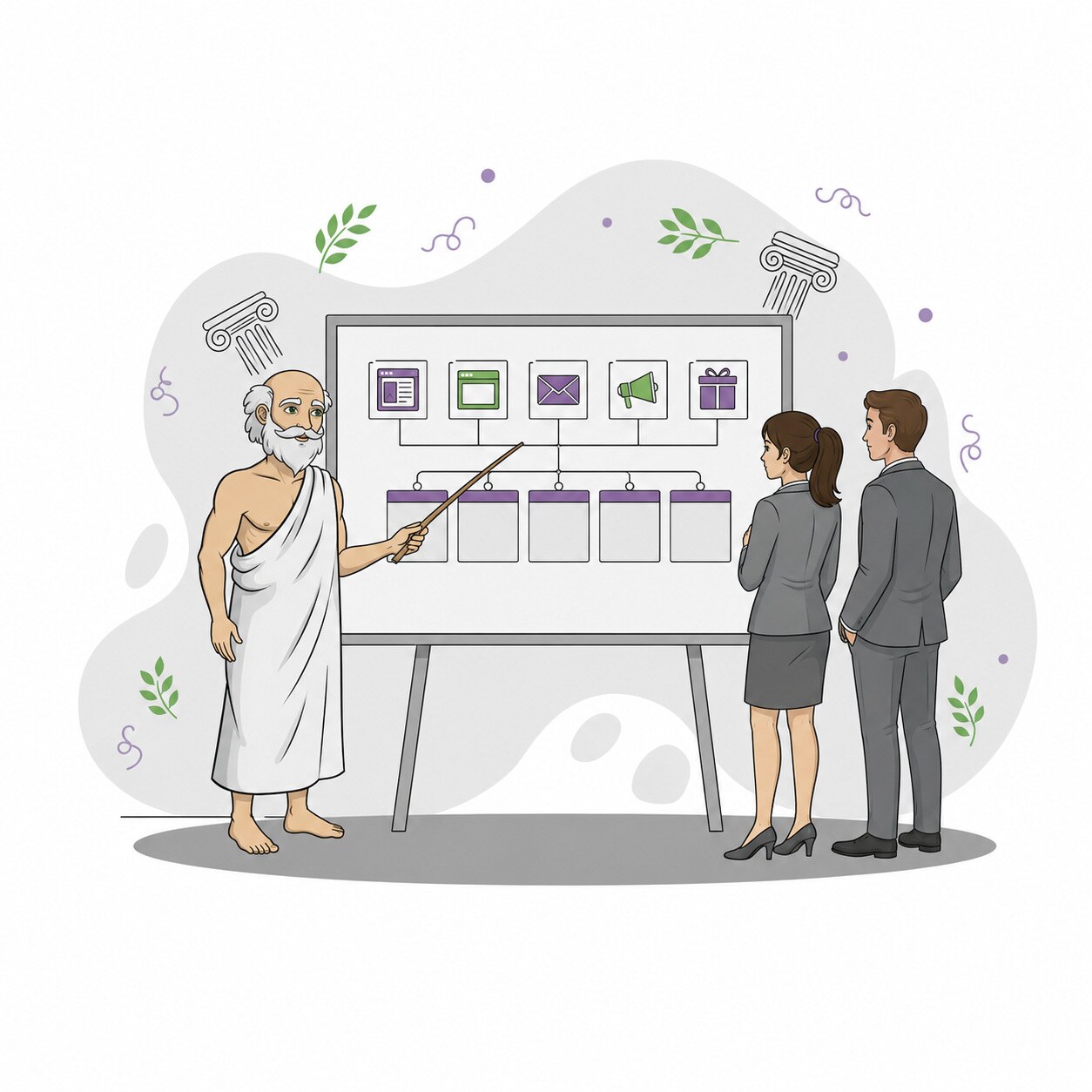 Social media content roadmap connecting research, drafting, review, publishing and campaigns