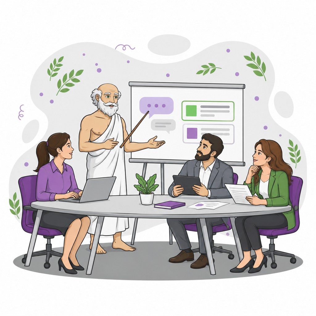A consultant trains a marketing team to use conversational AI for content creation.