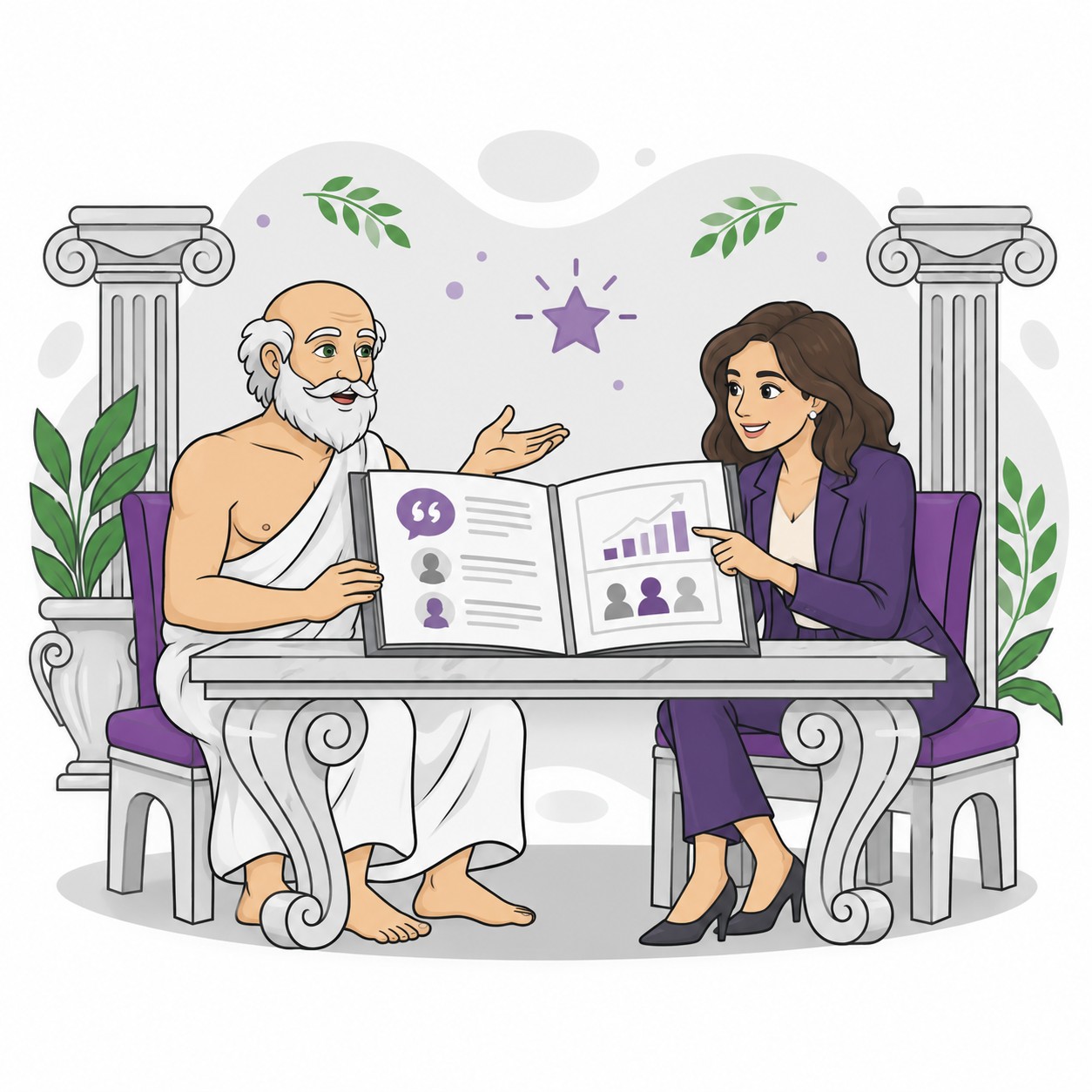 A business buyer reviewing local SEO agency case studies and client feedback