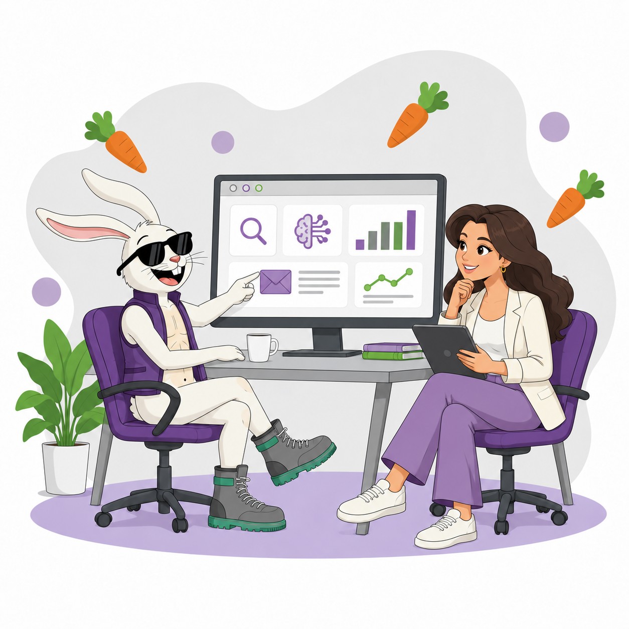 A marketing leader reviewing search visibility and enquiry performance on a dashboard