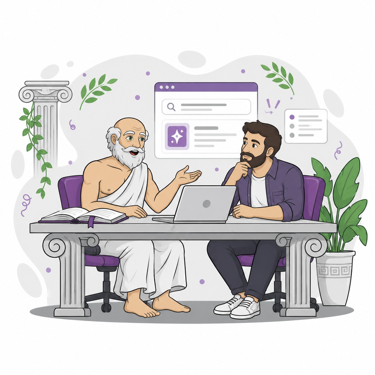 A business leader reviewing an AI SEO strategy with a consultant